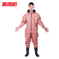 高翊柏 17030454 全身下水裤 100丝红色橡胶袖口款 45码 pvc涉水裤加厚耐磨连体防水背带裤洗车防水裤