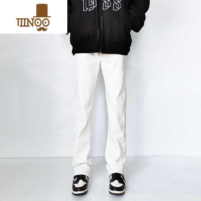 YANXU高街vibe微喇黑色牛仔裤男潮牌直筒显瘦美式百搭长裤cleanfit裤子高清大图