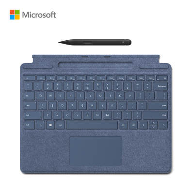微软 Surface Pro宝石蓝特制版专业键盘盖+超薄触控笔2适用Pro9/Pro8 Alcantara材质 磁吸接口