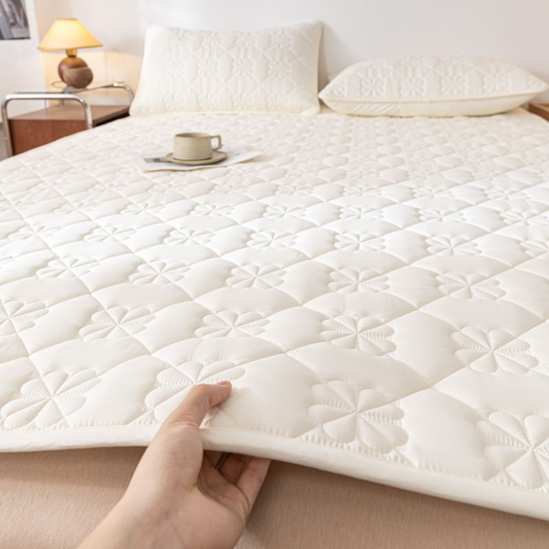 大豆床垫软垫家用保护垫床褥垫学生单人宿舍垫子 格林-米白 100X200cm床护垫三件套