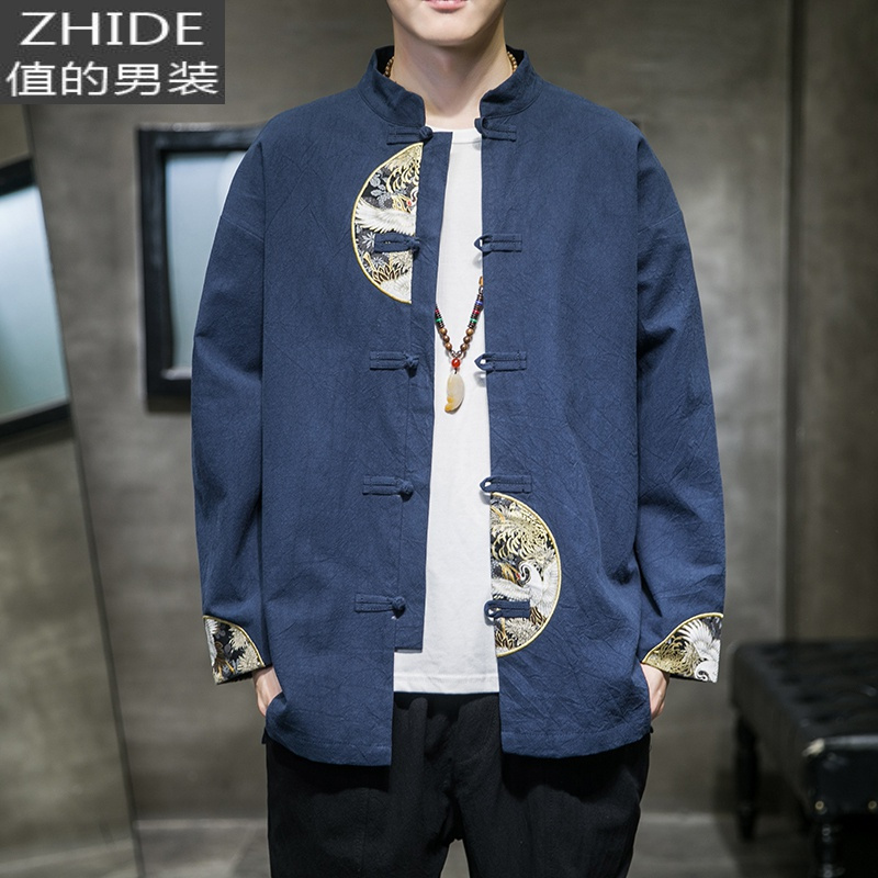 suntek唐装男中国风男装外套青年中式潮流中山装汉元素复古风春秋衣服