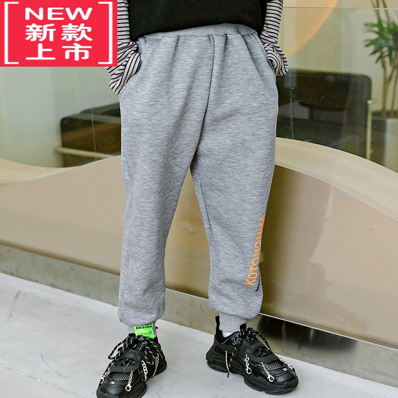 可莉允男童秋冬奥粒绒运动裤子儿童加绒加厚保暖裤休闲长裤中大童卫裤潮