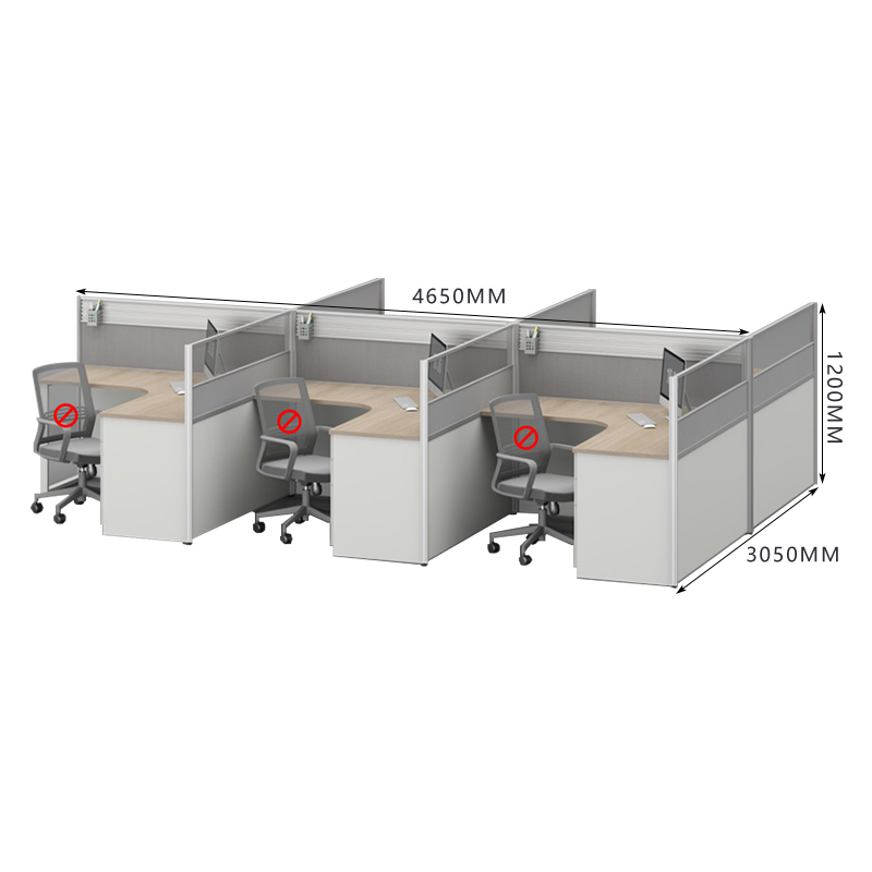 臻远ZYGW-138屏风工作卡位职员桌办公桌 干型六人位高清大图