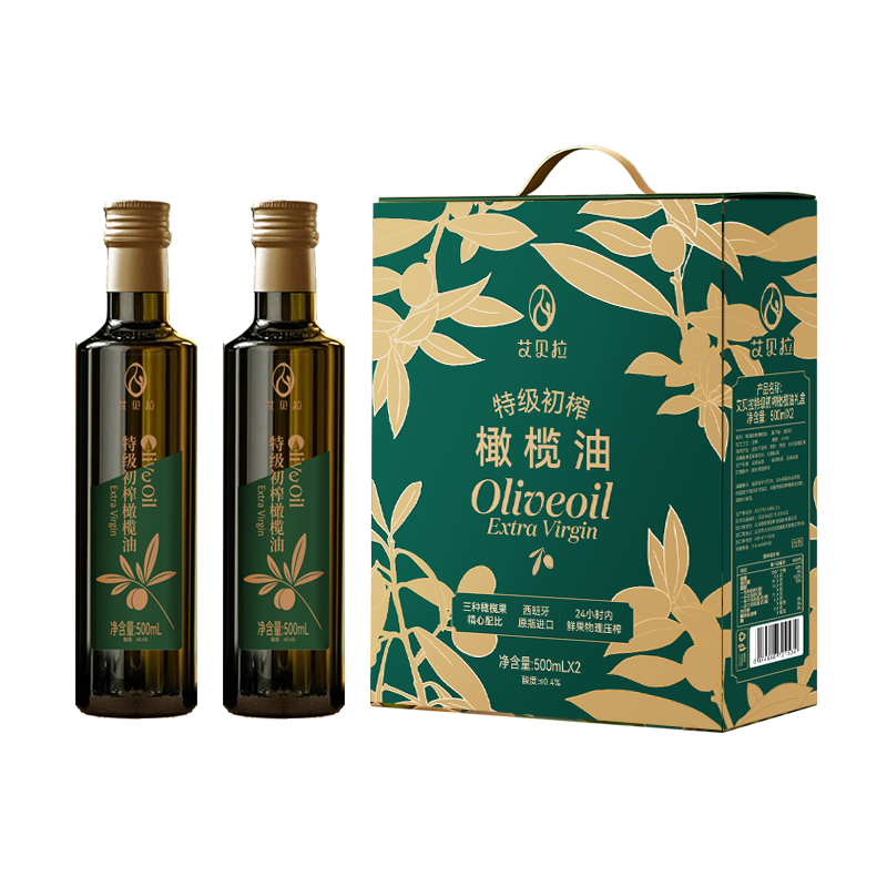 艾贝拉 西班牙原装进口特级初榨橄榄油礼盒500ml*2