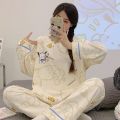 棉高档棉睡衣女春秋季长袖2023年新款学生可爱家居服套装 M推荐【70-100斤】 全棉-8011