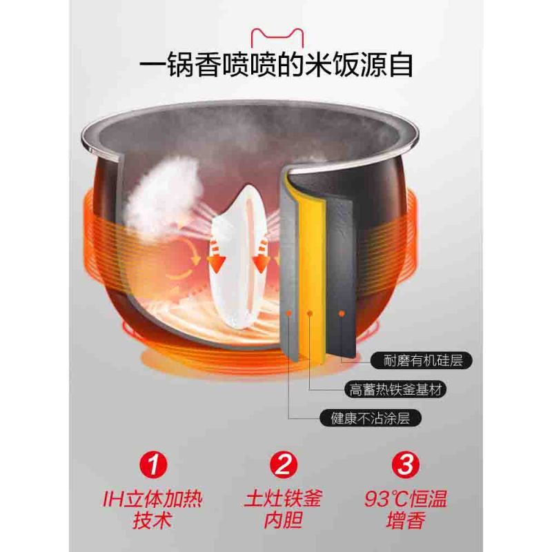 九阳（Joyoung）电饭煲F-50T7 5L IH电磁加热 触控全息屏 5升容量 智能全自动 预约功能 电饭锅