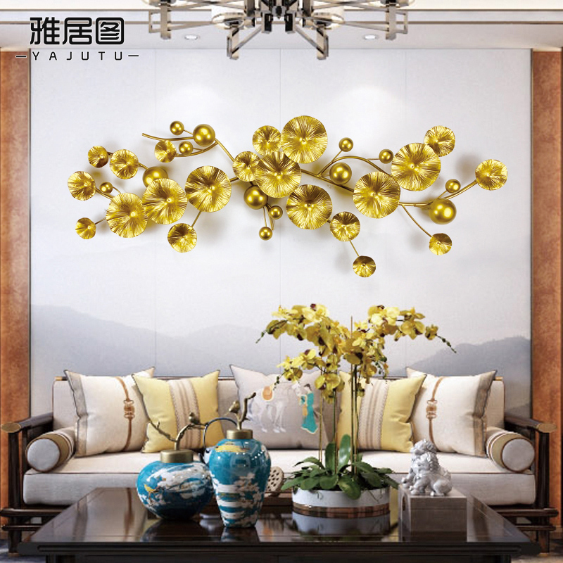 轻奢新中式铁艺装饰壁挂壁饰金属创意沙发背景墙墙面装饰挂件墙饰 三维工匠 支持定制颜色尺寸高清大图