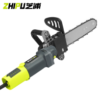 芝浦电锯家用伐木锯电链锯手提220V小型多功能木工角磨机改装 升级自动加油款支架