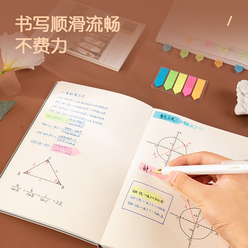 得力100张5色荧光膜指示标签贴4412mm