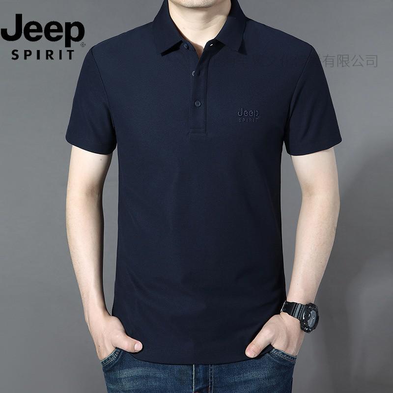 JEEP SPIRIT吉普刺绣男士短袖T恤夏季休闲大码棉质体恤男装