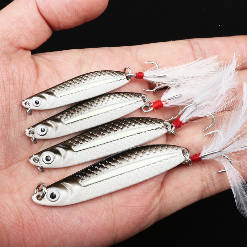 白条路亚假饵震颤摇摆闪电客飘落夜光铁板亮片淡水远投鲈鱼翘嘴