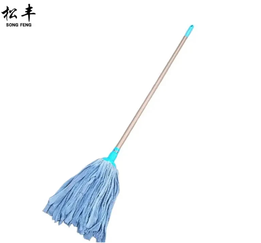 松丰(SONG FENG)不锈钢加长棉布不掉毛拖把墩布干湿两用拖布圆型拖把28.5cmX153cm把高清大图