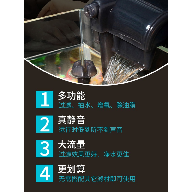 鱼缸过滤器瀑布过滤器小型三合一净水循环水族箱缸壁挂式外置桶高清大图