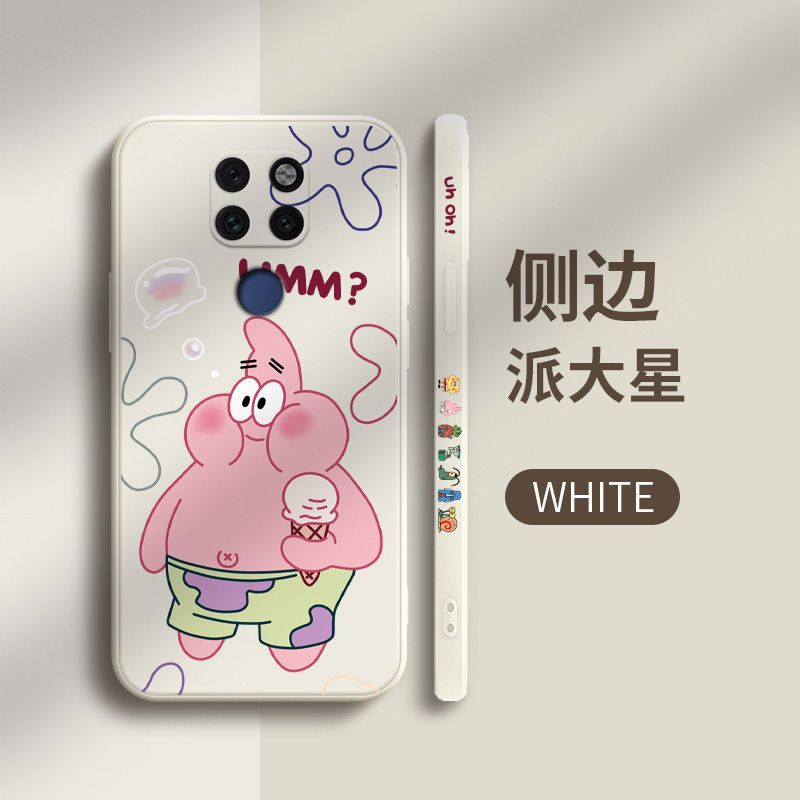 侧边海绵宝宝华为nova5ipro手机壳液态硅胶5z情侣5i全包防摔软壳 华为nova5ipro/nova5z [鼓嘴海