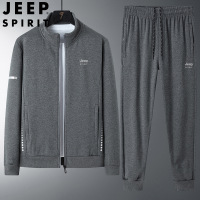 JEEPSPIRIT运动套装男秋季中年男装宽松休闲运动服 5XL 7199深灰色（收口）