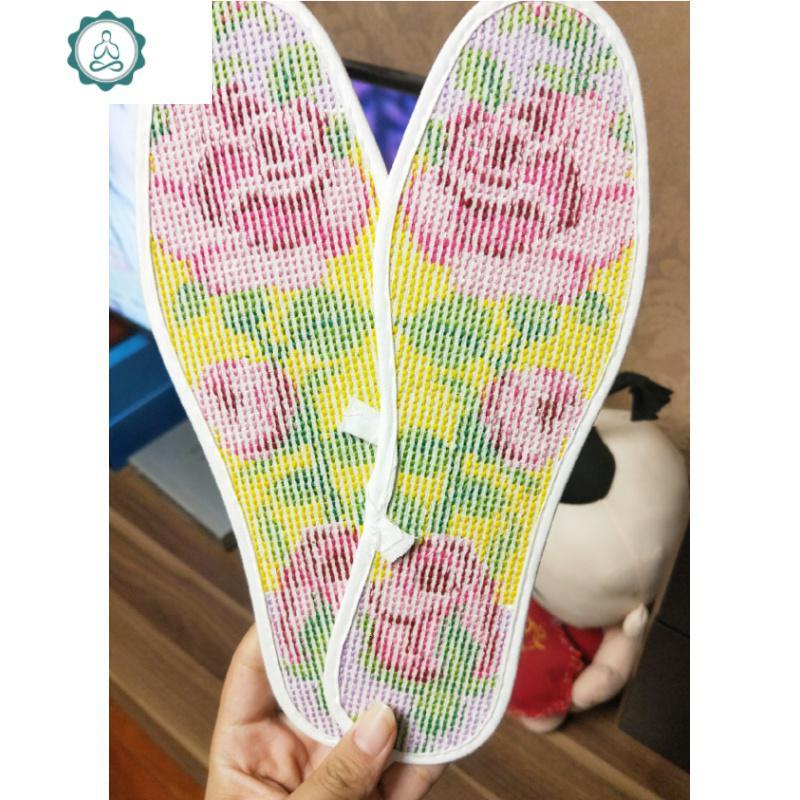 精美纯手工十字绣成品结婚用品婚嫁吸汗透气针孔鞋垫藤曼玫瑰封后37码