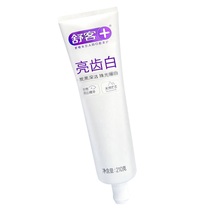 舒客牙膏亮白防蛀清新沁爽竹炭天然珍珠210g(包装随机)