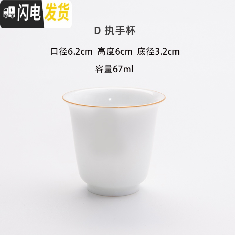 三维工匠白瓷主人杯品茗杯女写字杯功夫茶杯喝茶单杯男陶瓷单个家用景德镇 执手杯67ml