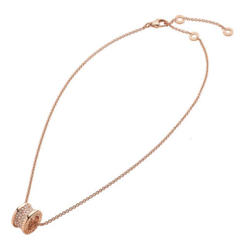 bvlgari宝格丽bzero1系列18k金玫瑰金螺旋形上有密钉钻石项链348035