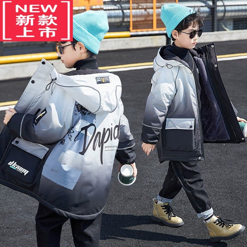 可莉允儿童装男童棉衣2022新款秋冬装男孩加绒加厚派克棉服冬季大童外套图片