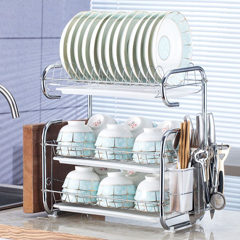 沥水碗碟架厨房用品置物架放碗架碗筷收纳盒餐具架子单层两层三层