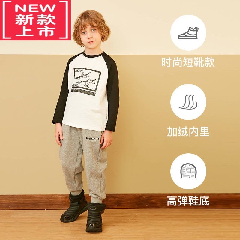 可莉允毛毛虫雪地靴童鞋男童靴加厚保暖短靴冬季儿童加绒运动鞋图片