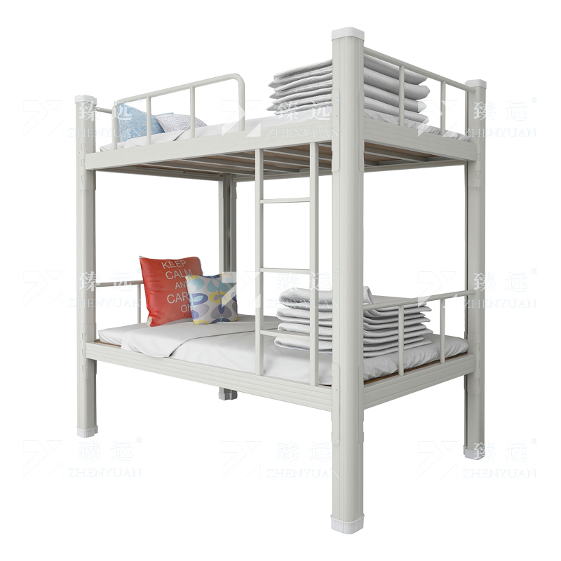 臻远 XCC-10 钢制型材床双层床员工宿舍上下铺学生公寓床双人床铁艺高低床 双层床900宽白