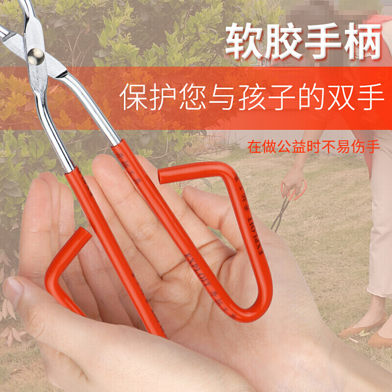 加长火钳 炭火煤球钳子垃圾夹拾物器不锈钢火钳家用加长夹捡垃圾的夹子清洁卫生钳烧烤木炭 38cm直头不锈钢夹(夹黄鳝优荐)高清大图