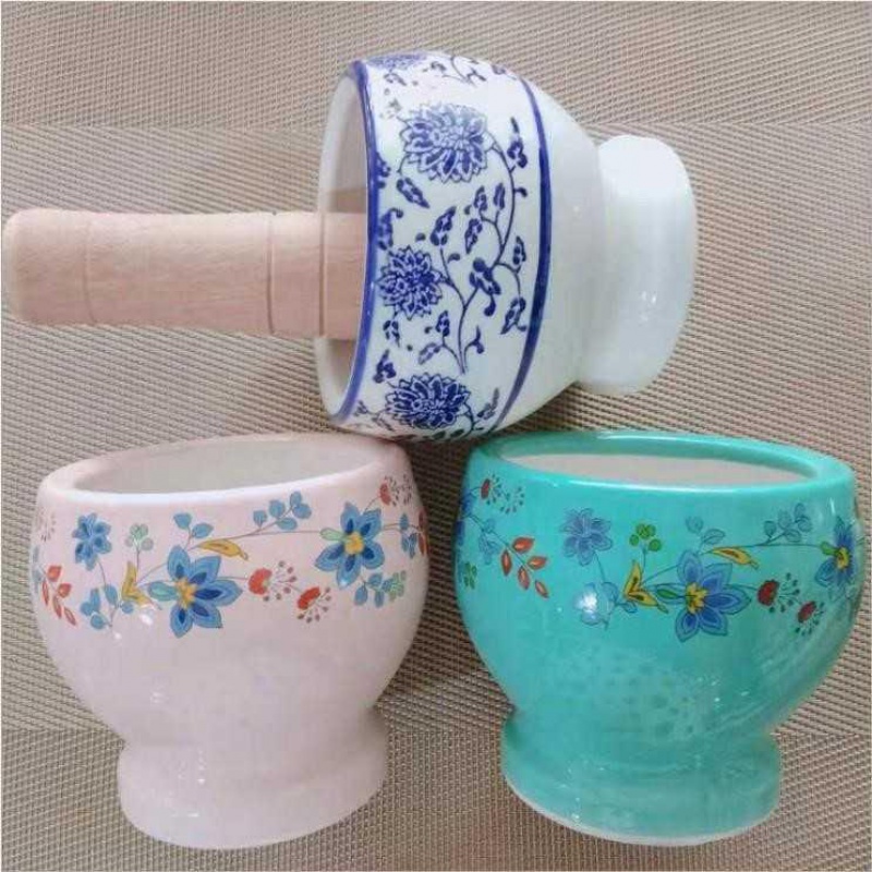 搅蒜拉蒜捣蒜泥蒜蓉大蒜手动搅碎机家用切压蒜辣椒蒜泥捣碎器 敬平 蓝色[陶瓷款]送木锤碎物器研磨碗(碎物器)高清大图