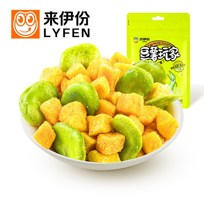 来伊份 豆薯玩家 豆瓣薯丁薯片番茄味49g/袋*10