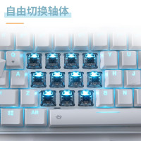 达尔优EK810有线无线蓝牙三模机械键盘可充电游戏键盘笔记本办公键盘2000Ah长续航三模版104键白色红轴