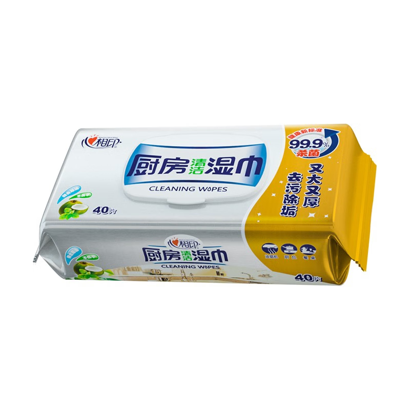 心相印 XJB040+P1(提装)心相印厨房专用系列40片装湿巾3包装(金装)高清大图