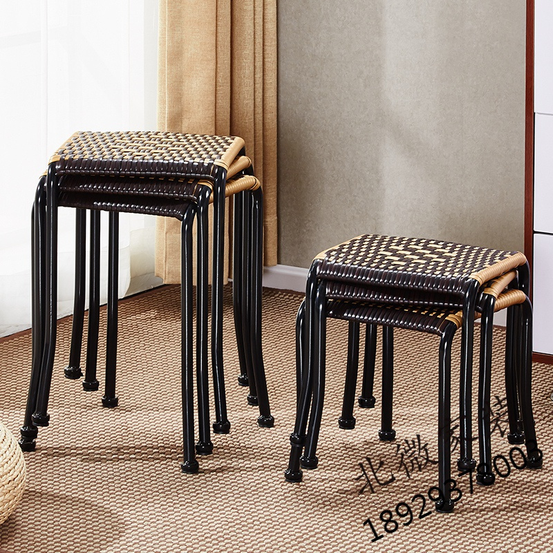 苏宁放心购藤编凳子家用方凳板凳塑料矮凳餐桌凳休闲小藤椅餐椅加厚