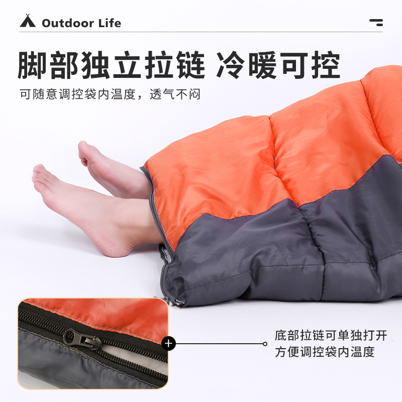狼行者 LXZ-2030 户外睡袋 1.3kg家居款 橙色高清大图