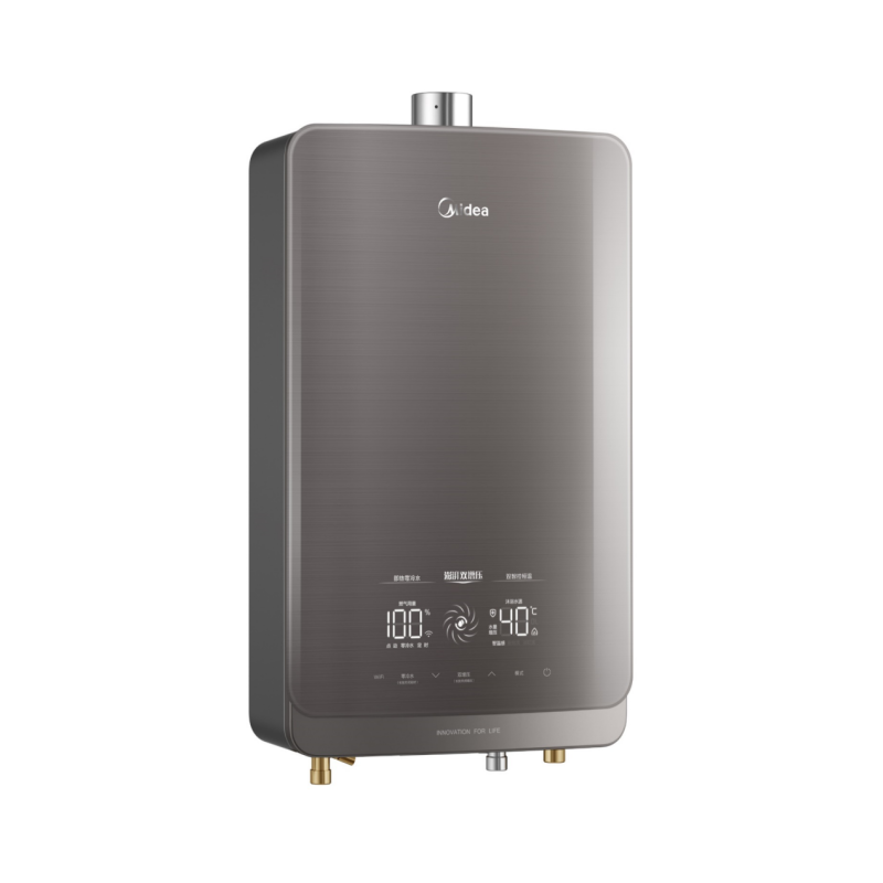 美的(Midea)16升燃气热水器JSQ30-16HT7S 钛钢灰 双增压零冷水智温控温拉丝全面屏