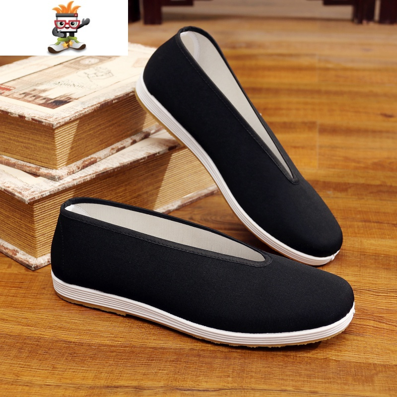 春季男鞋复古圆口老北京布鞋防滑老人鞋爸爸男单鞋子牛筋底老头鞋闪潮