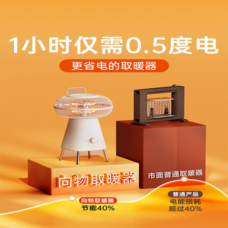 向物(SOTHING)向物小太阳取暖器-圆几/DSHJ-S-2201-茶桌版 杏白高清大图