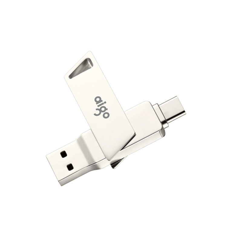 爱国者(aigo)64GB Type-C USB3.0 手机U盘 U350 银色 双接口手机电脑用