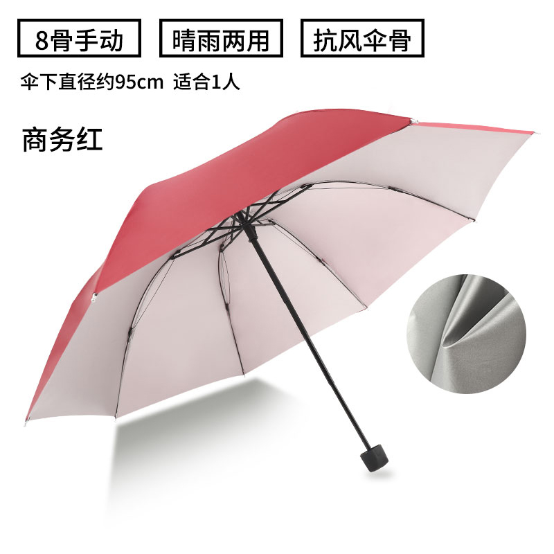 手动钢骨伞架 银胶布 塑料手柄 YF-S2021032 晴雨两用伞高清大图