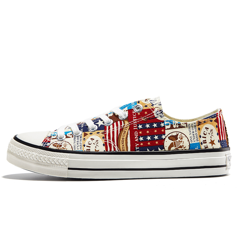 FEIYUE/飞跃女鞋帆布鞋男新款韩版百搭复古休闲鞋港味涂鸦潮流板鞋2181高清大图