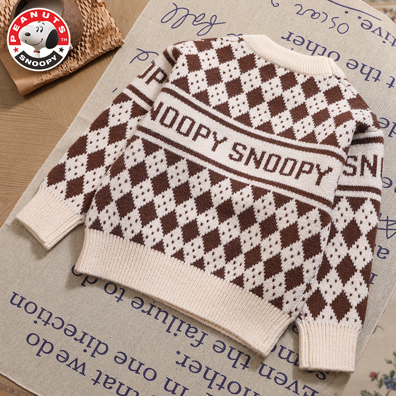 史努比(SNOOPY)儿童毛衣男女中小童辫花圆领毛衣DTY238220S