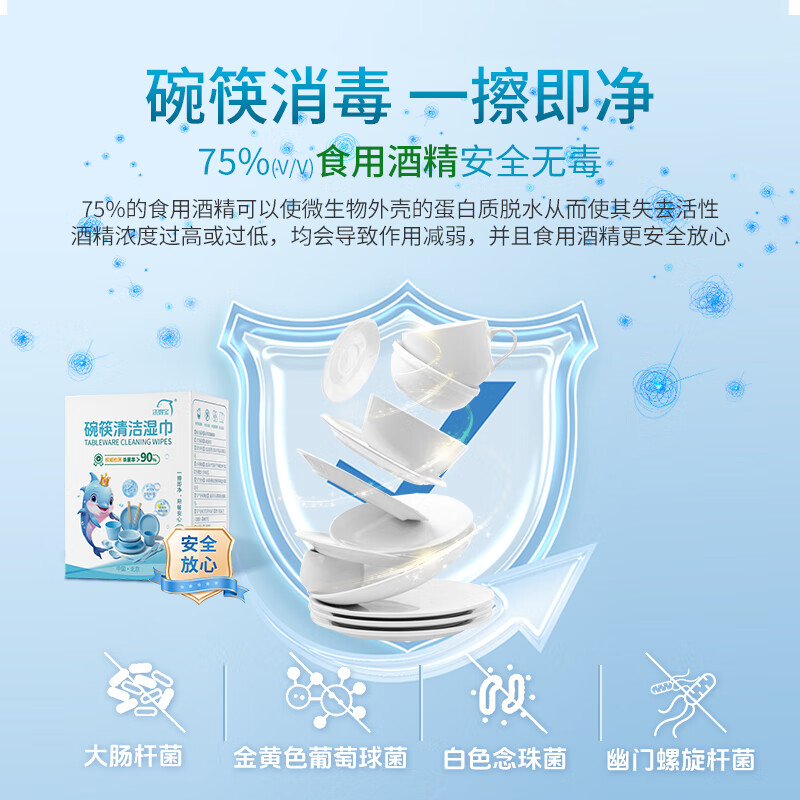 洗得宝洗得宝 碗筷清洁湿巾 30片/盒 独立包装 酒精湿巾 30片*1包高清大图