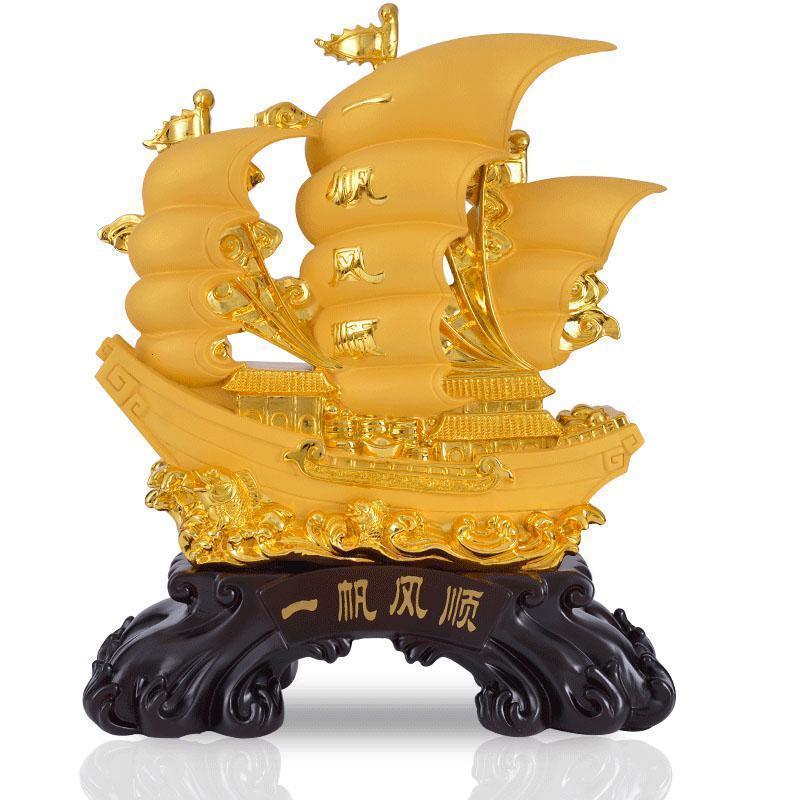 一帆风顺船摆件沙金帆船大号工艺品家居办公室开业乔迁礼品_219_287