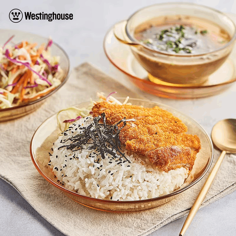 西屋(WESTINGHOUSE)晶彩系列餐具6件套 WBL02家用碗碟 盘子耐热玻璃碗 琥珀色餐具 套装图片