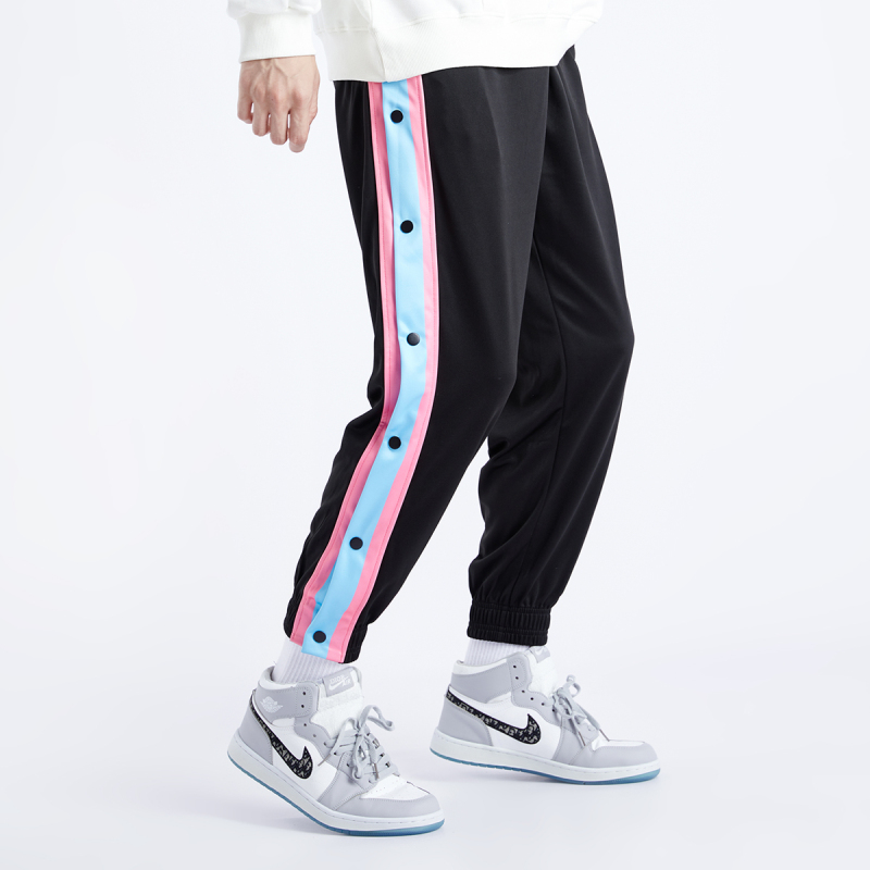 热火篮球全开扣排扣裤湖人出场纽扣裤子宽松运动休闲长裤春秋男