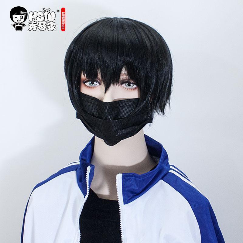 谢俞cos假发]学渣万用动漫短发男偏分反翘基佬假毛 贺朝同款耳夹一对