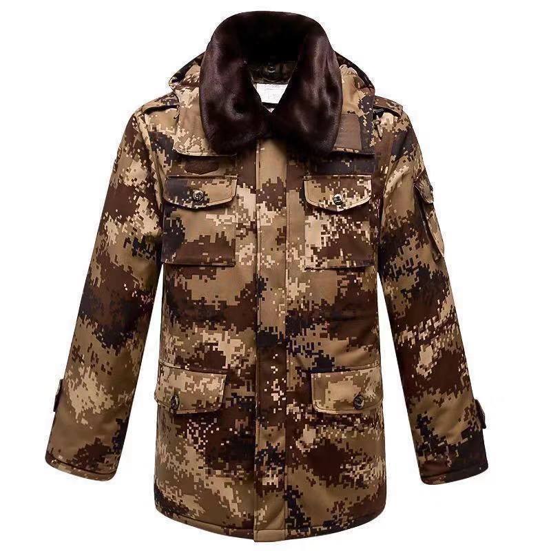 冬季加厚军大衣男荒漠迷彩劳保棉袄女冷库防寒保暖防水棉大衣棉服