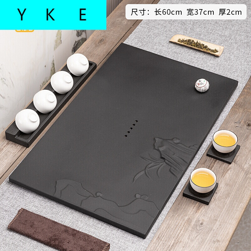 茶桌整板桌乌金石茶盘嵌入式家用简约石头长方形盖板面视频