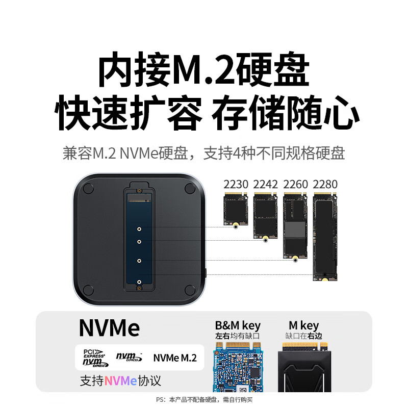 绿联适用MacminiM6扩展坞 CM841-深空灰 MacminiM4拓展坞M.2硬盘盒8T扩容10Gbps传输高清大图