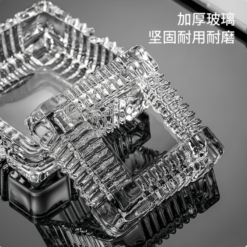 玻璃烟灰缸10.5cm方形烟灰缸(透明) 5个高清大图